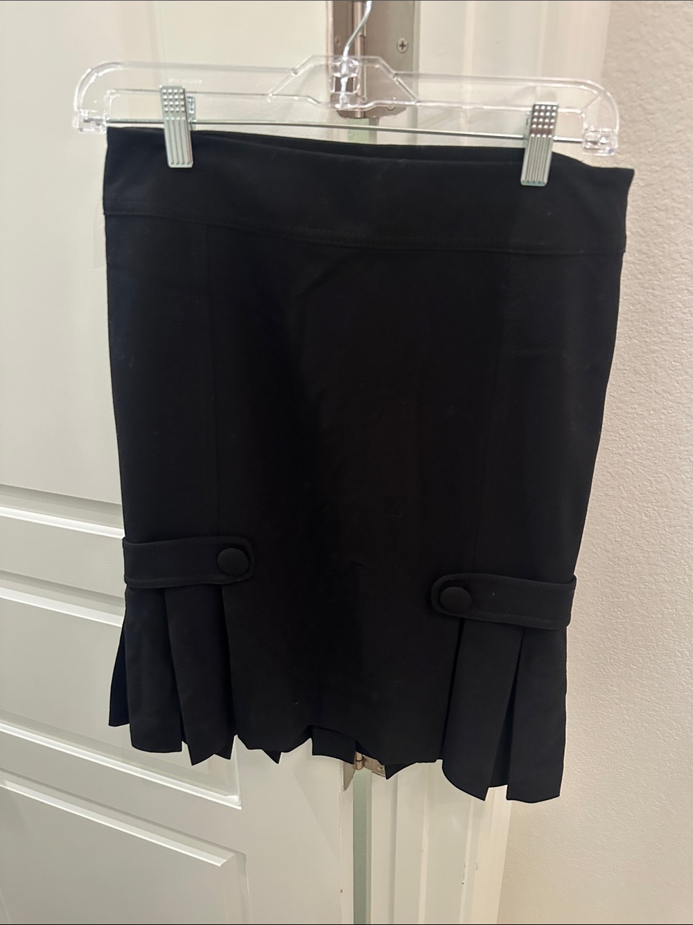 Arden B Black Mini Skirt with Pleated Hem and Tab Accents